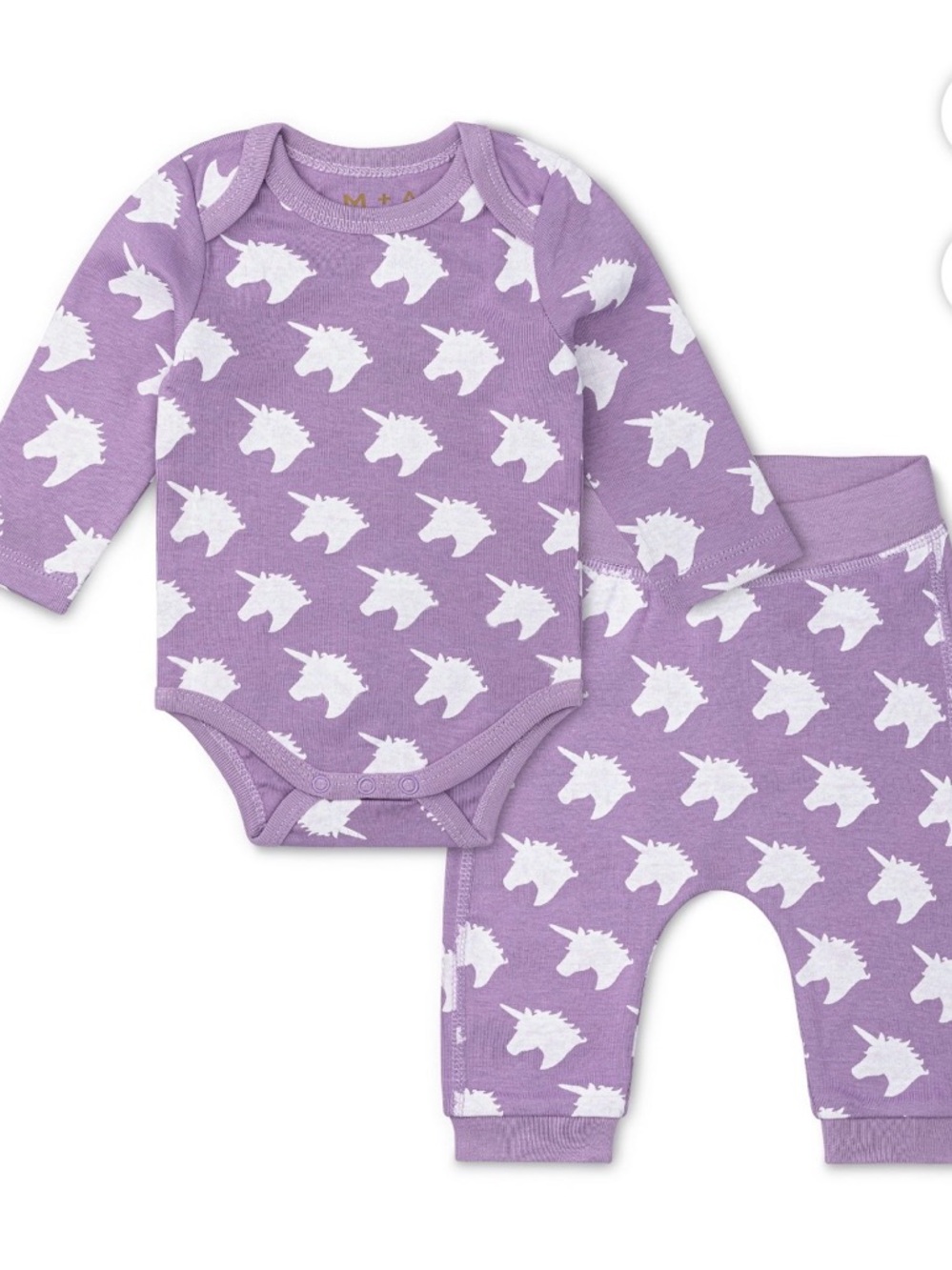 Lavender Unicorn Print Baby One-Piece Set - Brand